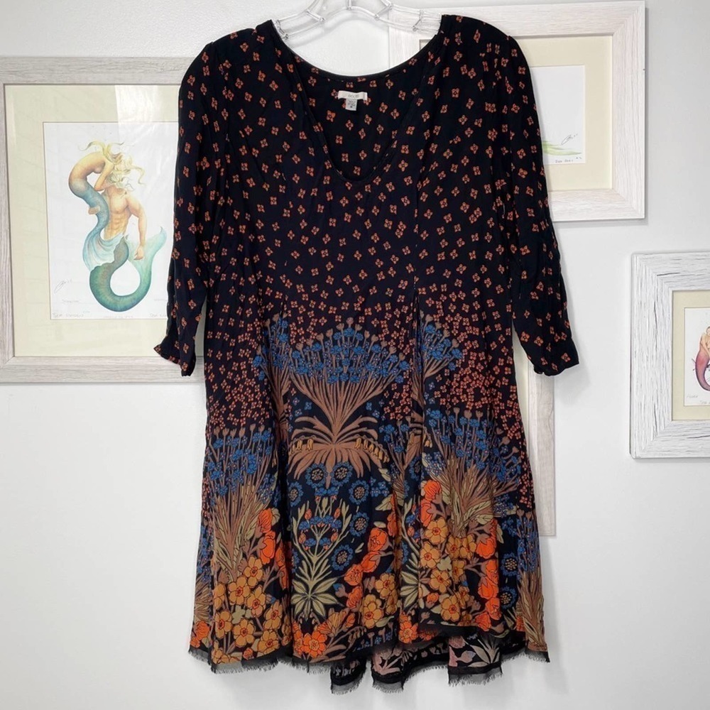 Urban Outfitters Ecote Black Floral Boho Mini Dress Size Small